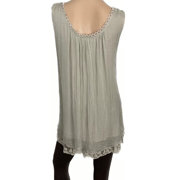 Stella Rosa Italy LaceTank Top Silk Beige Boho  Closet Staple Coquette Small - Picture 2 of 9